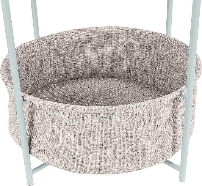 Amazon Basics Round Storage End Table, Side Table with Cloth Basket, Mint Green/Heather Gray, 18 in x 18 in x 19 in-Ruum Studio Home