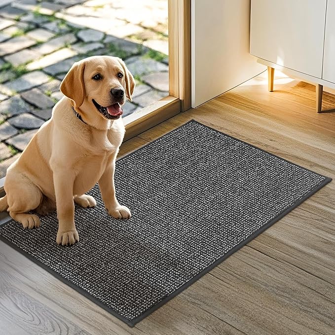JSEI Dirt Trapper Door Mat 20"x32" Non-Slip Washable Entrance Mat, Dog Doormats, Absorbent & Fade-Resistant Floor Mats, Low Profile Welcome Mats for Entryway, Front Door, and Inside Entrance,Dark Grey-Ruum Studio Home