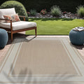 Beverly Rug Large Outdoor Rug 10x14 Modern Bordered Area Rugs for Indoor and Outdoor Patio Deck Porch Garden Waterproof Weather Sun Resistant Washable Outside Carpet (10 x 14 Beige)-Ruum Studio Home