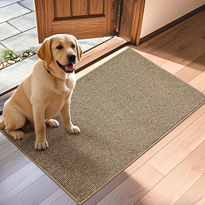 JSEI Dirt Trapper Door Mat 32"x48" Non-Slip Washable Entrance Mat, Dog Doormats, Absorbent & Fade-Resistant Floor Mats, Low Profile Welcome Mats for Entryway, Front Door, and Inside Entrance, Beige-Ruum Studio Home