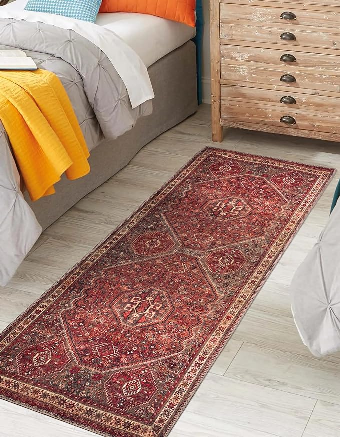 Keen Home Design 2x7 Rug - Machine Washable Runner Rug with Non-Slip Backing, Ideal for Hallway, Entryway, Kitchen, Laundry Room - Vintage, Easy Clean, Durable, Low Pile Rug - (2'6" x 7')-Ruum Studio Home