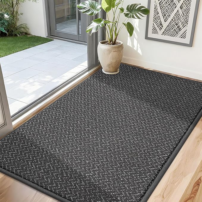 COSY HOMEER-Door-Mat 32"x48" Non Slip Absorbent Entryway Rugs Dirt Trapper Doormats Washable Entrance Mats Low Pile Welcome Floor Mat for Front Back Door and Entry Mats,Dark Grey-Ruum Studio Home
