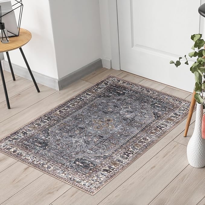 Keen Home Design 2x3 Rug - Machine Washable Entry Rug with Non-Slip Backing, Ideal for Enteryway, Kitchen, Bathroom, Laundry Room - Vintage, Easy Clean, Durable, Low Pile Rug - (2' x 3')-Ruum Studio Home