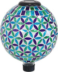 Sunnydaze 10 inch Solar Gazing Ball for Garden - Glass Outdoor Gazing Globe - Mosaic Cool Blooms-Ruum Studio Home