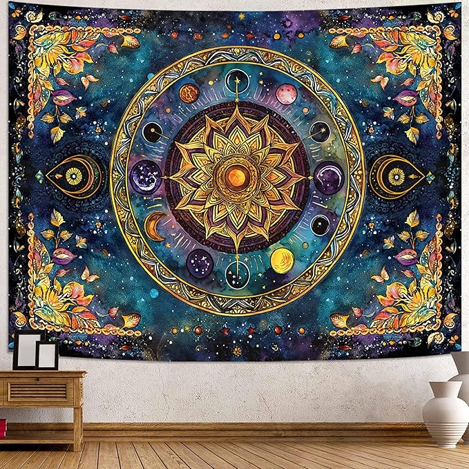 Lunerfex Mandala Solar System Tapestry Boho Tapestry for Bedroom Galaxy Tapestries Wall Hanging Living Room Wall Art and Home Decor 44x60-Ruum Studio Home