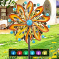 Wind Spinners for Yard and Garden - Wind Sculptures & Spinners 75 in Garden Kinetic Art with Solar Powered Multi-Color Glass Ball Light - Gradient Brown-Ruum Studio Home