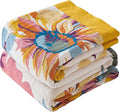 Boho Throw Blanket Queen Size, Oversized Soft Cozy Cotton Muslin Quilt Blanket for Bed Decor, Floral Patterned Couch Sofa Chair Cover, Vintage Farmhouse Cottage Woven Blanket, Yellow&Blue-Ruum Studio Home
