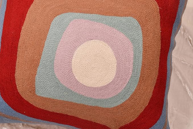 Kandinsky Modern Pillow Cover - Ruby Abstract Pillows | Contemporary Pillows | Mid Century Chair Cushions | Handmade Wool Size 18x18-Ruum Studio Home