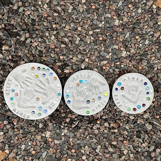 Large DIY Stepping Stone Kit, Handprint Stepping Stone, Mother's Day Gift, Footprint Stepping Stone (10 Inch)-Ruum Studio Home