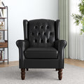 High Back Accent Chair,Upholstered Faux Leather Wingback Armchair with Solid Wood Legs for Small Spaces,Comfy Single Sofa Chair for Living Room,Bedroom,Office-Black-Ruum Studio Home