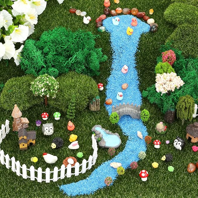 Thrilez 210 Pieces Miniature Fairy Garden Accessories, Including Resin Animals, Miniature Figurines, Micro Landscape Ornaments Kit, Fake Diorama Trees for Fairy Garden Decor-Ruum Studio Home