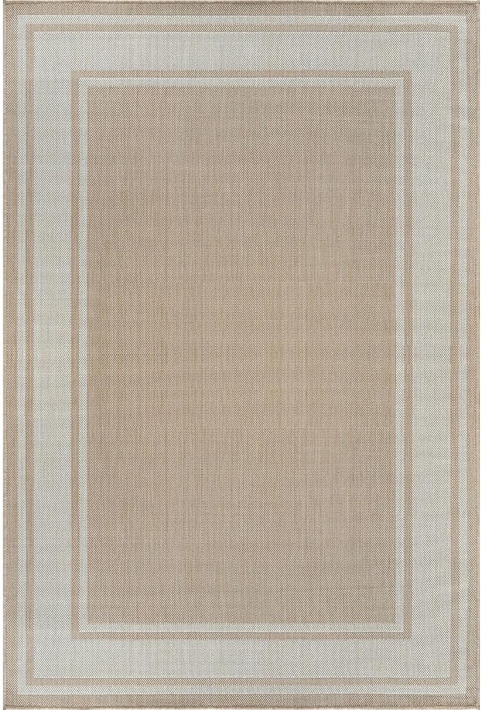 Beverly Rug Large Outdoor Rug 9x12 Modern Bordered Area Rugs for Indoor and Outdoor Patio Deck Porch Garden Waterproof Weather Sun Resistant Washable Outside Carpet (9 x 12 Beige)-Ruum Studio Home