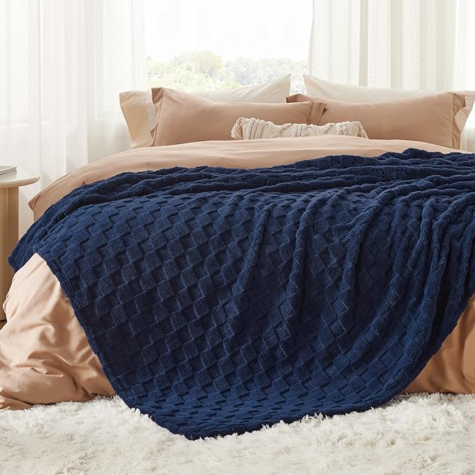 Bedsure GentleSoft Blankets Queen Size for Bed - Super Soft Cozy Blanket for Women Men Girls, Large Fuzzy Fleece Throw for Bedroom Decor, Navy Blue, 90x90 Inches-Ruum Studio Home