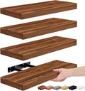 Sorbus Floating Shelves for Wall, Bathroom Shelves Wall Mounted for Kitchen, Bedroom, Living Room, Bathroom Storage, Over Toilet, Hanging Book Shelf for Ｗall Home Decor (Walnut, 4 Pack)-Ruum Studio Home