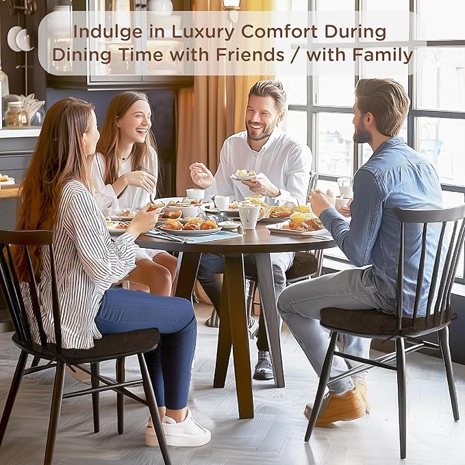 Codi Dining Chair Cushions 2 Pack, Thick Chairs Pads for Indoor Kitchen Room - Washable, Non-Slip Memory Foam Seat Cushion with Ties, 16.5"x16.5"x 3.5", Set of 2, Brown-Ruum Studio Home