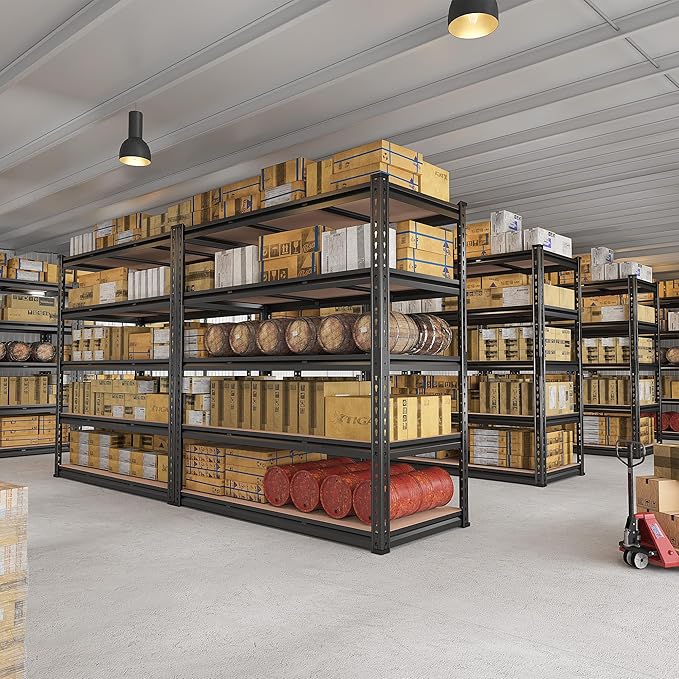 REIBII 48" W Garage Shelving Heavy Duty 3020LBS Storage Shelves 5 Tier Heavy Duty Shelving Adjustable Garage Shelves for Basement, Warehouse, Commercial, Easy Assemble, 48" W x 72" H x 24" D-Ruum Studio Home
