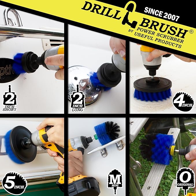 Pool Accessories - Cleaning Supplies - Drill Brush - 5 Piece Spin Brush Pool Cleaning Kit - Pool Supplies - Slide - Deck Brush - Hot Tub - Spa - Pond Liner - Pool Brush - Carpet Cleaner-Ruum Studio Home