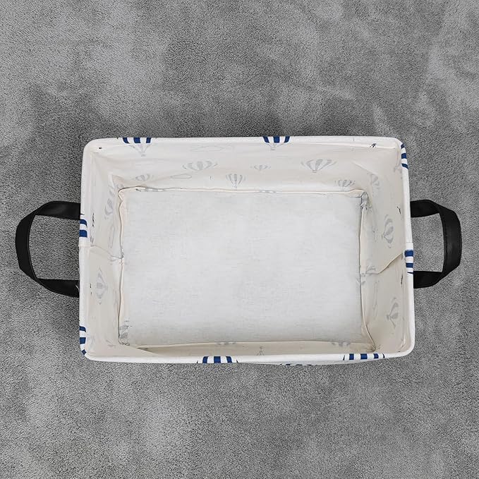 LANGYASHAN Rectangular Storage Bin Collapse Canvas Fabric Cartoon Storage Basket with Handles for Organizing Home Kitchen Boys and Girls Toys Office Closet Shelf Baskets (Rec Blue Balloon)-Ruum Studio Home