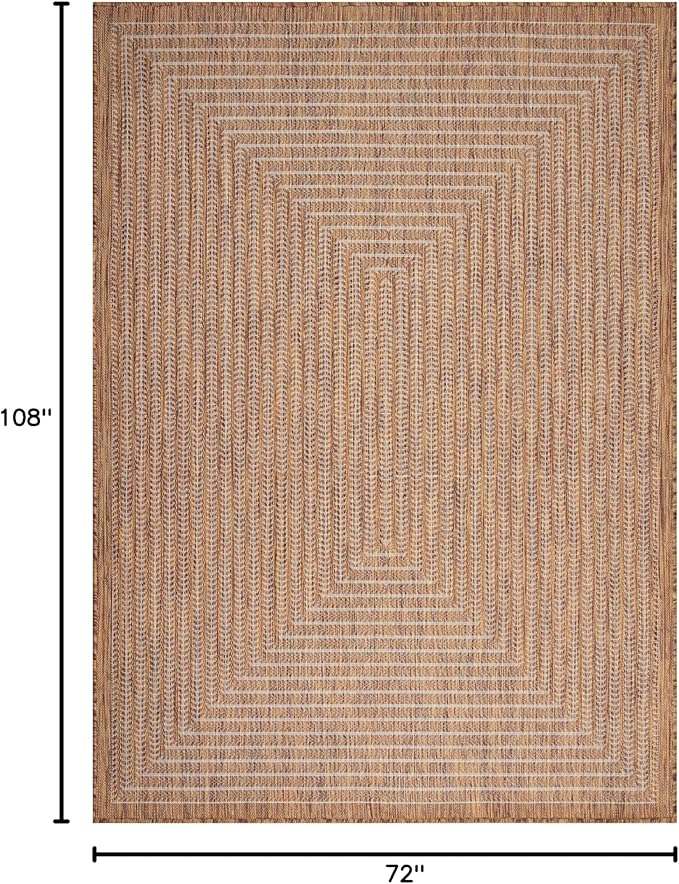 Adiva Rugs Outdoor Indoor Area Rug, Weather Resistant, Easy to Clean, Stain Resistant Floor Mat for Dining Room, Backyard, Deck, Patio (Wooden, 6' x 9')-Ruum Studio Home