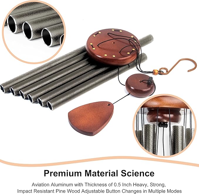 Large Aluminium Wind Chimes 37 Inches to Create a Zen Atmosphere Suitable for Outdoor, Garden, Patio Decoration. Classic Wind Chimes with Wind Catcher Suitable as A Gift for Unisex(Copper)-Ruum Studio Home