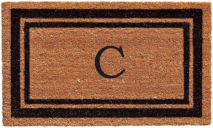 Calloway Mills 152963672C Black Border 36" x 72" Monogram Doormat Letter (C)-Ruum Studio Home