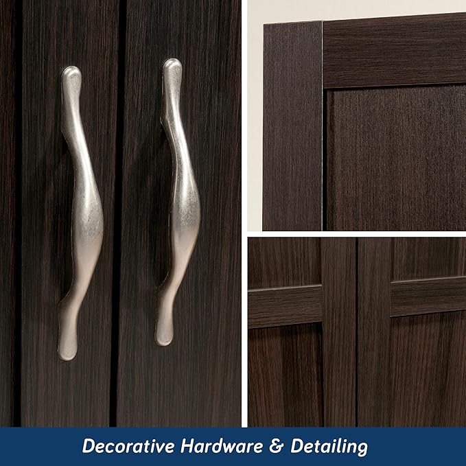 Sauder Storage Cabinet/ Pantry cabinets, 29.61 " x D: 16.02 " x H: 71.50", Cinnamon Cherry finish-Ruum Studio Home