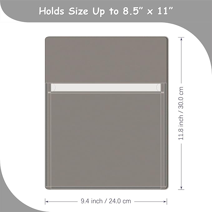 Magnetic Pocket 4 Pack – Self-Adhesive Magnetic Storage Pouch for Documents, Notes & Tools, Strong Magnet Backing for Fridge, Whiteboards, and Metal Surfaces (Gray 4Pcs)-Ruum Studio Home