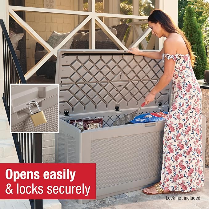 Rubbermaid Extra Large Resin Outdoor Storage Deck Box (134 Gal), Weather Resistant, Gray, Deck Organization for Home/Backyard/Pool Chemicals/Toys/Garden Tools/Porch/Patio Cushions-Ruum Studio Home