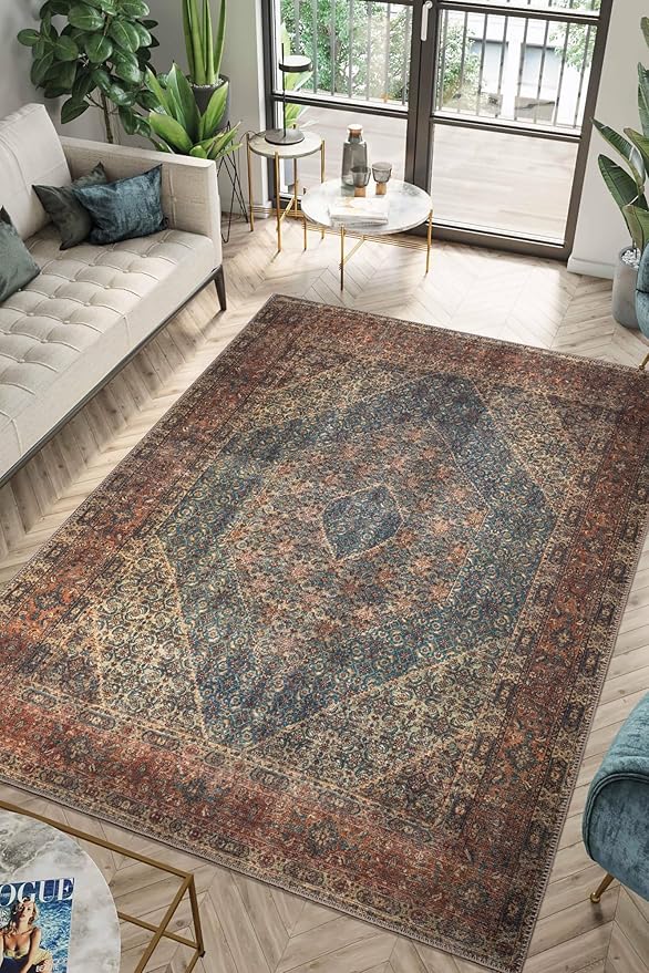 Keen Home Design 2x12 Rug - Machine Washable Runner Rug with Non-Slip Backing, Ideal for Hallway, Entryway, Kitchen, Laundry Room - Vintage, Easy Clean, Durable, Low Pile - (2'6" x 12')-Ruum Studio Home