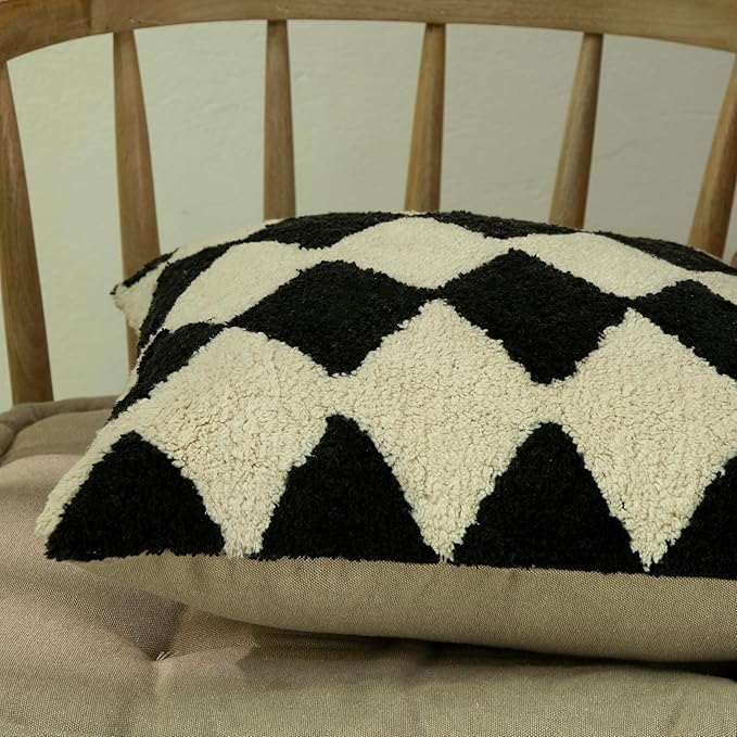 Tufted Boho Pillow Covers 18X18 Inch Throw Pillow Covers Decorative Cushion Cover Exquisitely Crafted with Hand-Finished Tuft Farmhouse Pillow Case for Couch Sofa Bed Living Room Bedroom-Ruum Studio Home