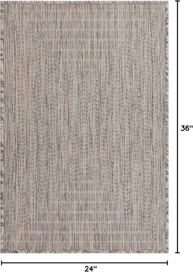 Adiva Rugs Outdoor Indoor Area Rug, Weather Resistant, Easy to Clean, Stain Resistant Floor Mat for Dining Room, Backyard, Deck, Patio (Silver Weiss, 2' x 3')-Ruum Studio Home