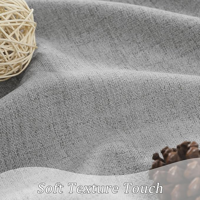 RAIN CITY Grey Linen Blackout Curtains 45 Inches Long,100% Light Blocking Textured Curtains for Bedroom Living Room Thermal Back Tab Rod Pocket Curtains 2 Panels with Hooks 50 x 45-Ruum Studio Home