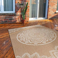CAMILSON Outdoor Rug 6x9 Modern Area Rugs for Indoor and Outdoor Patios and Porches - Waterproof, Washable, Non-Shedding, Easy-to-Clean Outside Carpet (6 x 9, Medallion - Beige/White)-Ruum Studio Home