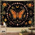 Lunerfex Moon Phase Butterfly Floral Wall Tapestry, Celestial Botanical Tapestries for Room Decor, Mystical Tapestry 60x44 Inch-Ruum Studio Home