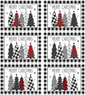 Christmas Placemats Set of 6 Christmas Tree Plastic Table Mats Xmas Trees Black and White Buffalo Plaid Place Mats Winter Holiday Table Decoration for Indoor Outdoor Party Kitchen Dining-Ruum Studio Home