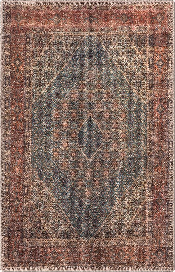 Keen Home Design 2x3 Rug - Machine Washable Entry Rug with Non-Slip Backing, Ideal for Enteryway, Kitchen, Bathroom, Laundry Room - Vintage, Easy Clean, Durable, Low Pile Rug - (2' x 3')-Ruum Studio Home