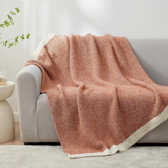 Snuggle Sac Orange Fall Throw Blanket for Couch, Oversized Throw XL Super Soft Warm Blankets Cozy Knit Fuzzy Throws for Sofa, Bed, Living Room, Heather Orange, 50x70 inches-Ruum Studio Home