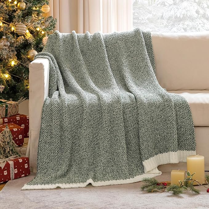 MIULEE Green Super Soft Throw Blanket for Couch, Cozy Fluffy Warm Throws Knit Blankets for Sofa, Bed, Chair, Living Room, Camping, Picnic, 50 x 70 inch-Ruum Studio Home
