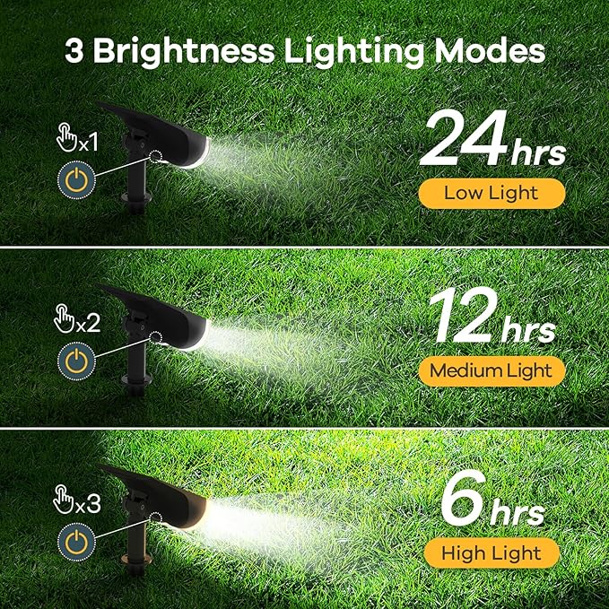 Linkind Solar Lights Outdoor Waterproof IP67, StarRay Dusk-to-Dawn Outdoor Solar Lights, 3 Lighting Modes Solar Spot Lights Outdoor for Garden, Yard, Landscape (Daylight, 4 Pack)-Ruum Studio Home
