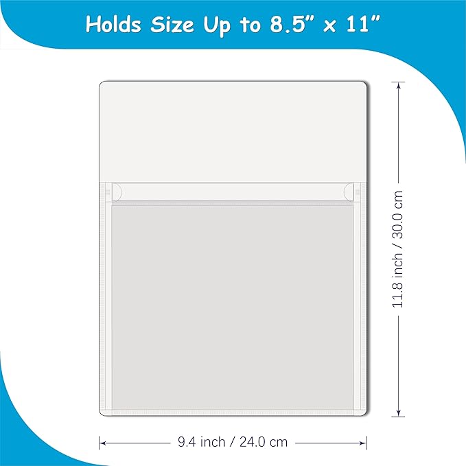 Magnetic Pocket 4 Pack – Self-Adhesive Magnetic Storage Pouch for Documents, Notes & Tools, Strong Magnet Backing for Fridge, Whiteboards, and Metal Surfaces (White 4Pcs)-Ruum Studio Home
