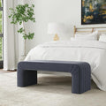 Modern Arch Channel Bedroom Bench Ottoman, 48" Entryway Bench and Shoe Rack, Soft Cushion Bench for Bedroom End of Bed, Ottoman Bench for Living Room, Bedroom, Entryway (Beach Blue Velvet)-Ruum Studio Home