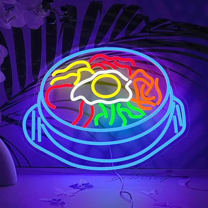 LISIGNVE Bibimbap Neon Sign USB Korean Food Led Light Up Sign Korean Bibimbap Neon Light for Restaurant Kitchen Diner Room Business Wall Decor(16.5”*12.6”)-Ruum Studio Home