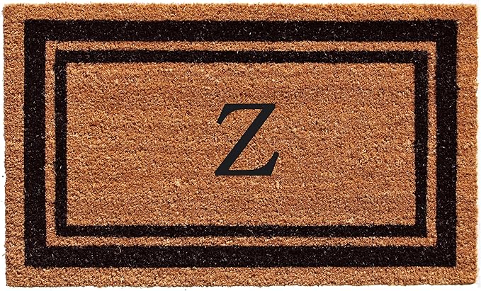 Calloway Mills 152963672Z Black Border 36" x 72" Monogram Doormat Letter (Z)-Ruum Studio Home