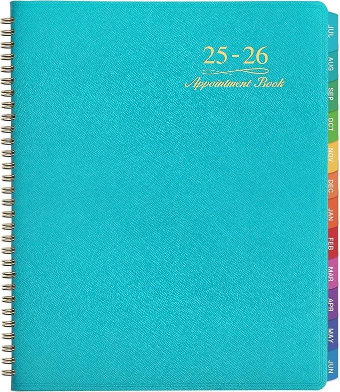 2025-2026 Weekly Appointment Book - Appointment Book 2025-2026 with Soft Cover, Jul 2025 - Jun 2026, 8.26"x 11.4", Daily/Hourly Planner with Tabs, 15 Minutes, Wirebound - Green-Ruum Studio Home