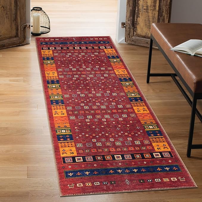 Keen Home Design 2x12 Rug - Machine Washable Runner Rug with Non-Slip Backing, Ideal for Hallway, Entryway, Kitchen, Laundry Room - Vintage, Easy Clean, Durable, Low Pile - (2'6" x 12')-Ruum Studio Home