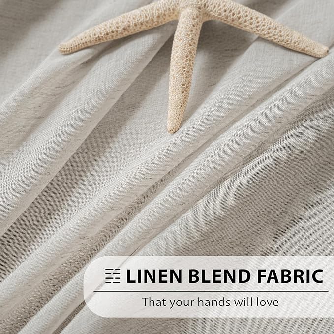 FMFUNCTEX Linen Sheer Curtains for Bedroom, Grey Curtains 96 inches Long for Living Room, Gray Farmhouse French Flax Blend Window Draperies, Rod Pocket 2 Panels Set-Ruum Studio Home