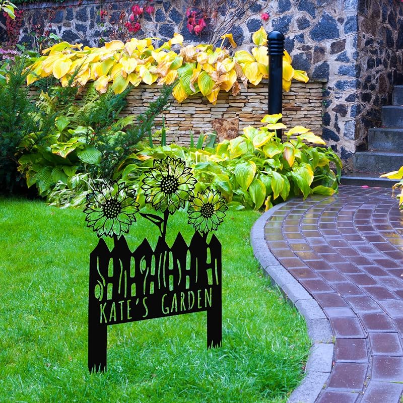 Custom Sunflower Metal Garden Sign with Stakes, Flower Garden Decor, Personalized Family Name Sign, Farmhouse Yard Decorative, Patio Art, Mother's Day Gift, Mom Gift, Housewarming Gift-Ruum Studio Home