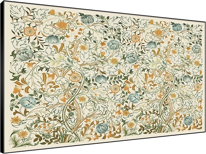 SIGNWIN 46"x72" Extra Large Framed Wall Art Vintage Botanical Floral with Golden and Teal Leaves, Elegant Nature Illustration for Home Living Room Bedroom Decor (Frame Assembly Required)-Ruum Studio Home