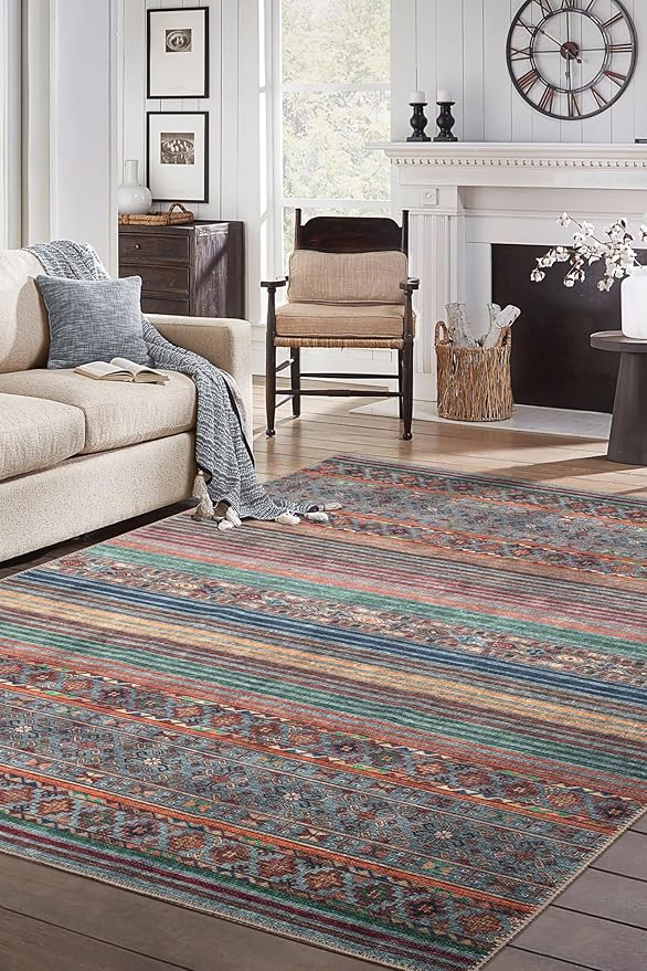 Keen Home Design 9x12 Rug - Machine Washable Area Rug with Non-Slip Backing, Ideal for Living Room, Dining Room, Bedroom - Vintage, Easy Clean, Durable, Low Pile Rug - (9' x 12')-Ruum Studio Home