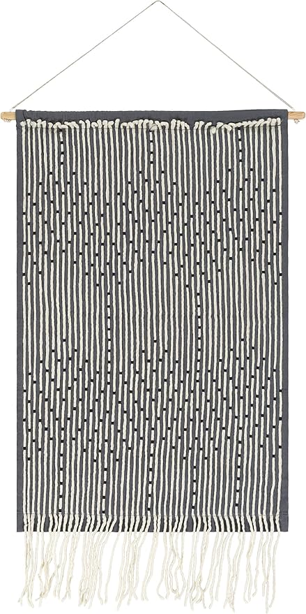 Mark&Day Wall Art, Schlublberg Modern Farmhouse Medium Gray Macrame Tapestry Wall Hanging for Living Room, Bedroom, Office or Kitchen (36"H x 24"W)-Ruum Studio Home